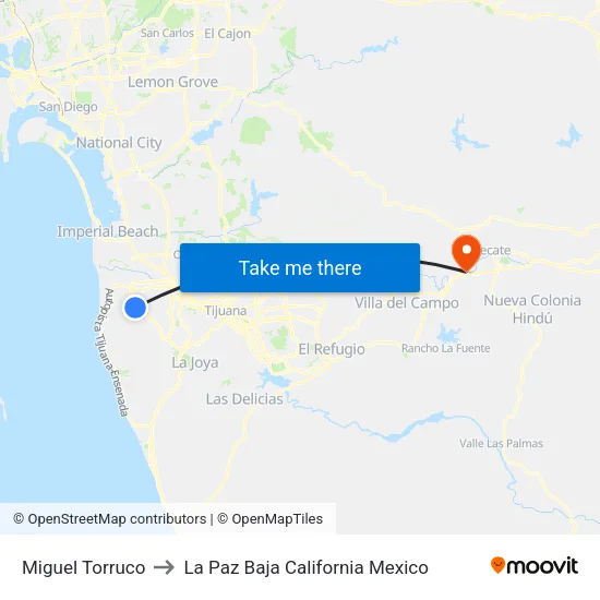 Miguel Torruco to La Paz Baja California Mexico map