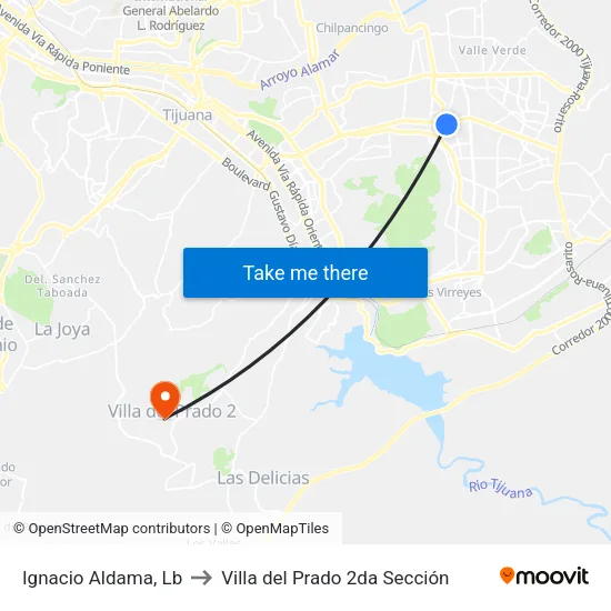 Ignacio Aldama, Lb to Villa del Prado 2da Sección map