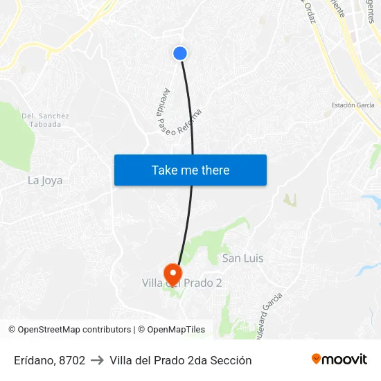 Erídano, 8702 to Villa del Prado 2da Sección map