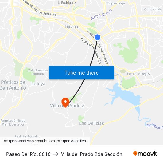 Paseo Del Río, 6616 to Villa del Prado 2da Sección map