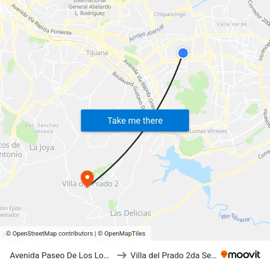 Avenida Paseo De Los Lobos, 34 to Villa del Prado 2da Sección map