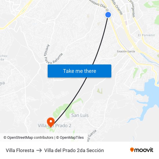Villa Floresta to Villa del Prado 2da Sección map