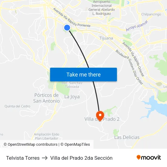 Telvista Torres to Villa del Prado 2da Sección map