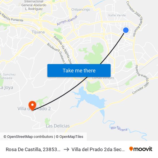 Rosa De Castilla, 23853h20 to Villa del Prado 2da Sección map