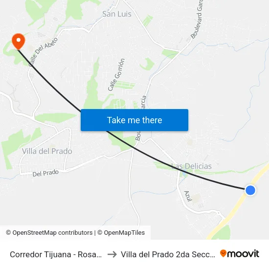 Corredor Tijuana - Rosarito to Villa del Prado 2da Sección map