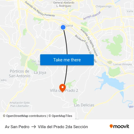 Av San Pedro to Villa del Prado 2da Sección map