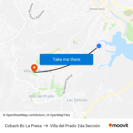 Cobach Bc La Presa to Villa del Prado 2da Sección map