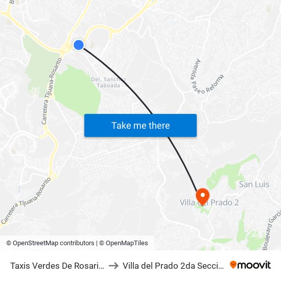 Taxis Verdes De Rosarito to Villa del Prado 2da Sección map