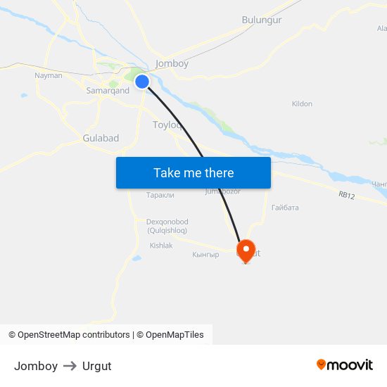 Jomboy to Urgut map