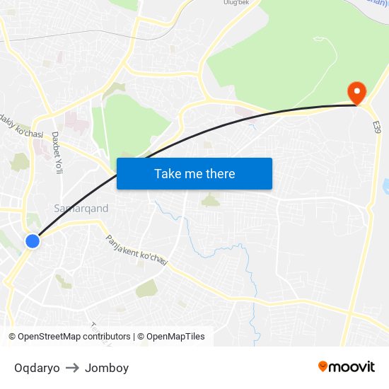 Oqdaryo to Jomboy map