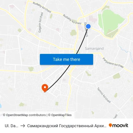 Ul. Dagbitskaya to Самаркандский Государственный Архитектурно Строительный Институт (Самгаси) map