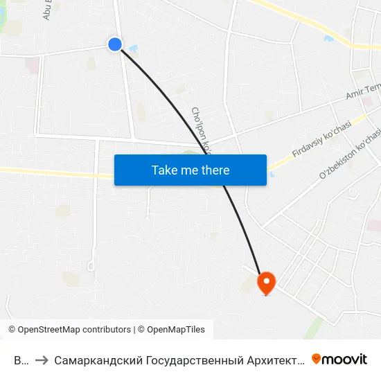 Bekat to Самаркандский Государственный Архитектурно Строительный Институт (Самгаси) map