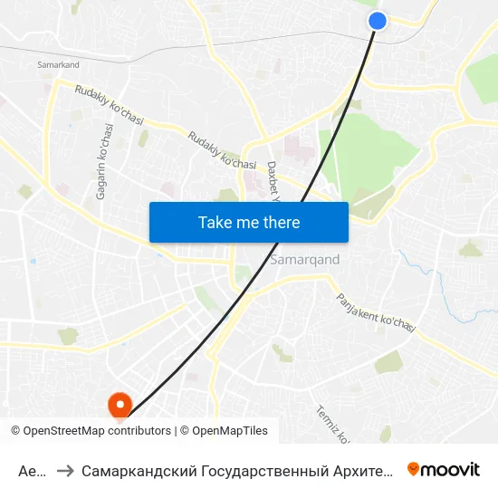 Aeroport to Самаркандский Государственный Архитектурно Строительный Институт (Самгаси) map