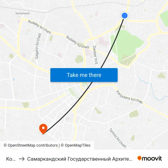 Kolledzh to Самаркандский Государственный Архитектурно Строительный Институт (Самгаси) map