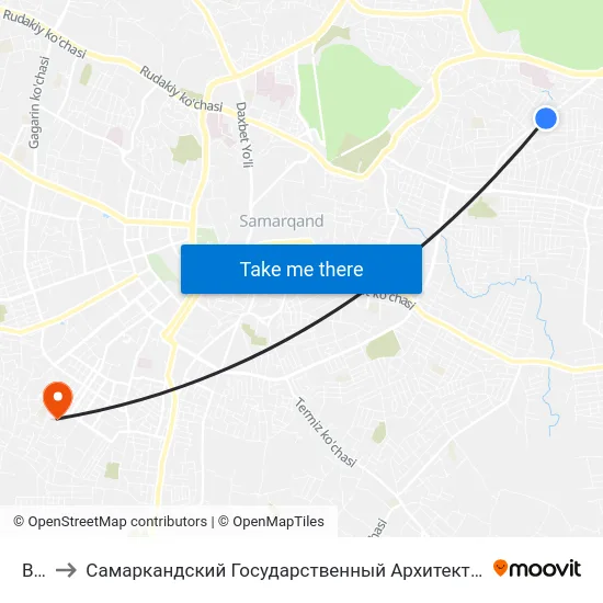 Bekat to Самаркандский Государственный Архитектурно Строительный Институт (Самгаси) map