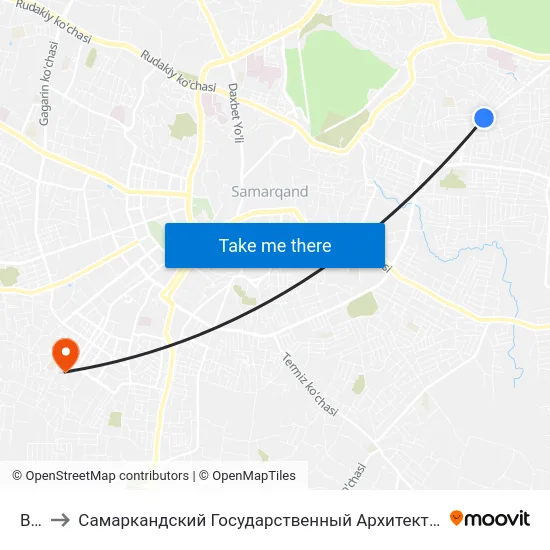 Bekat to Самаркандский Государственный Архитектурно Строительный Институт (Самгаси) map