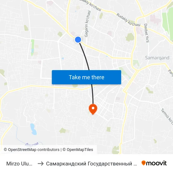 Mirzo Ulug'Bek Ko'Chasi, 79 to Самаркандский Государственный Архитектурно Строительный Институт (Самгаси) map