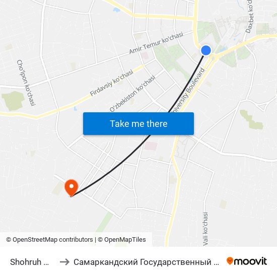 Shohruh Mirzo Ko'Chasi, 45 to Самаркандский Государственный Архитектурно Строительный Институт (Самгаси) map