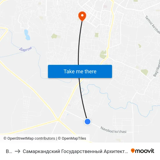 Bekat to Самаркандский Государственный Архитектурно Строительный Институт (Самгаси) map