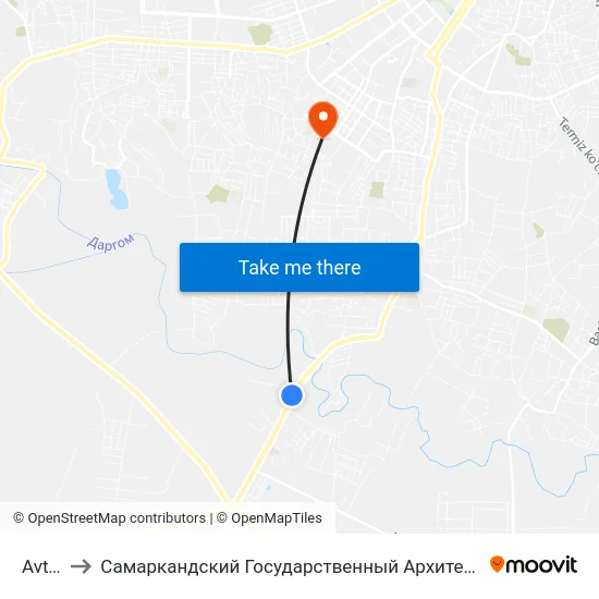 Avtorinok to Самаркандский Государственный Архитектурно Строительный Институт (Самгаси) map