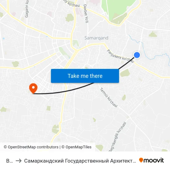 Bekat to Самаркандский Государственный Архитектурно Строительный Институт (Самгаси) map