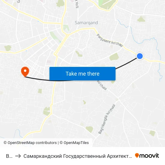 Bekat to Самаркандский Государственный Архитектурно Строительный Институт (Самгаси) map