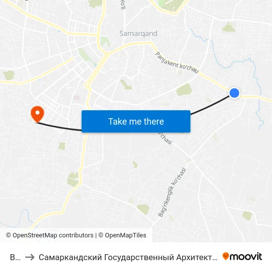 Bekat to Самаркандский Государственный Архитектурно Строительный Институт (Самгаси) map
