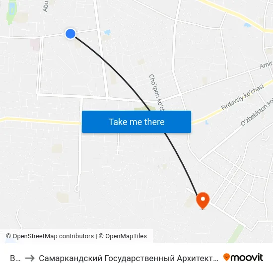 Bekat to Самаркандский Государственный Архитектурно Строительный Институт (Самгаси) map