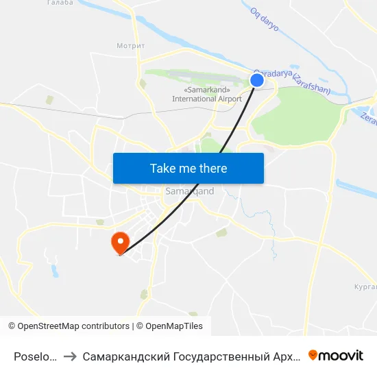 Poselok Geologov to Самаркандский Государственный Архитектурно Строительный Институт (Самгаси) map
