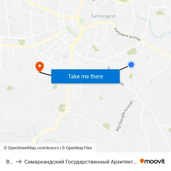 Bekat to Самаркандский Государственный Архитектурно Строительный Институт (Самгаси) map