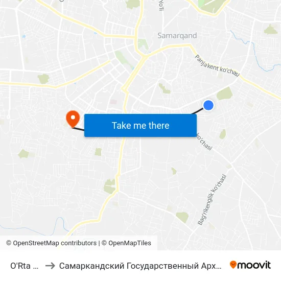 O'Rta Maktab 31 to Самаркандский Государственный Архитектурно Строительный Институт (Самгаси) map