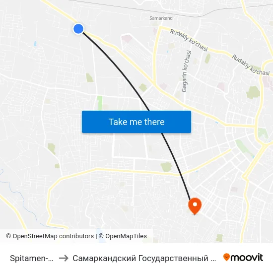 Spitamen-Shokh Ulitsa, 100 to Самаркандский Государственный Архитектурно Строительный Институт (Самгаси) map