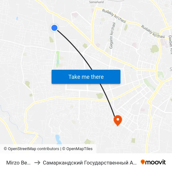 Mirzo Bedil Ko'Chasi, 16 to Самаркандский Государственный Архитектурно Строительный Институт (Самгаси) map