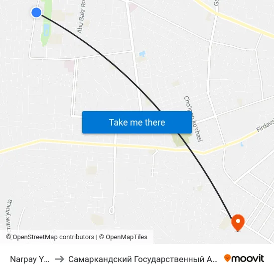 Narpay Yuli Street, 226a to Самаркандский Государственный Архитектурно Строительный Институт (Самгаси) map
