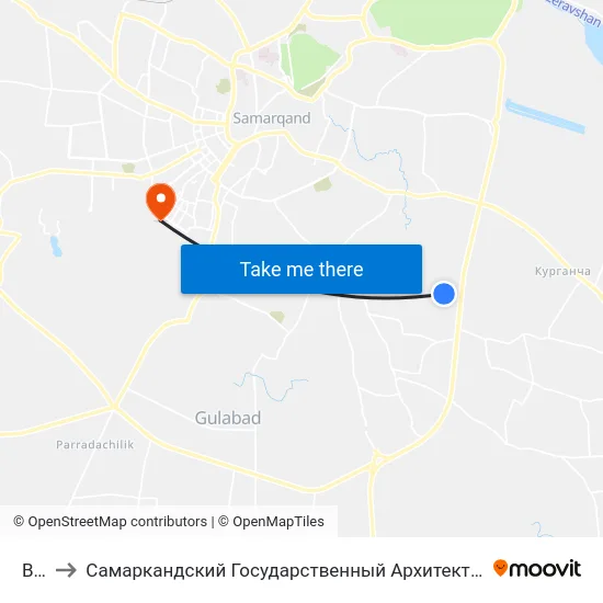 Bekat to Самаркандский Государственный Архитектурно Строительный Институт (Самгаси) map
