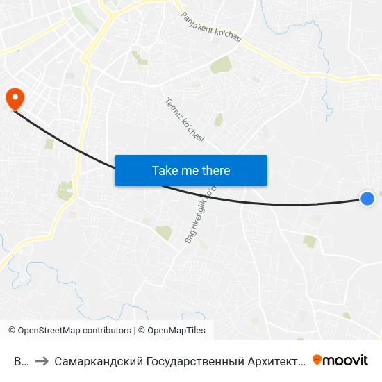 Bekat to Самаркандский Государственный Архитектурно Строительный Институт (Самгаси) map