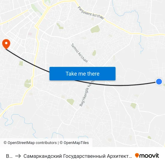 Bekat to Самаркандский Государственный Архитектурно Строительный Институт (Самгаси) map