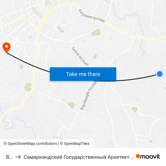 Bekat to Самаркандский Государственный Архитектурно Строительный Институт (Самгаси) map