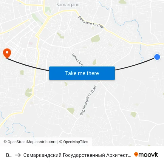 Bekat to Самаркандский Государственный Архитектурно Строительный Институт (Самгаси) map