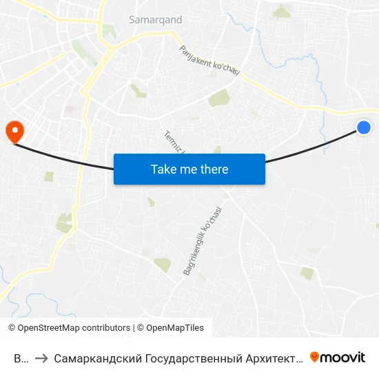 Bekat to Самаркандский Государственный Архитектурно Строительный Институт (Самгаси) map