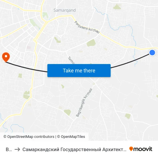 Bekat to Самаркандский Государственный Архитектурно Строительный Институт (Самгаси) map