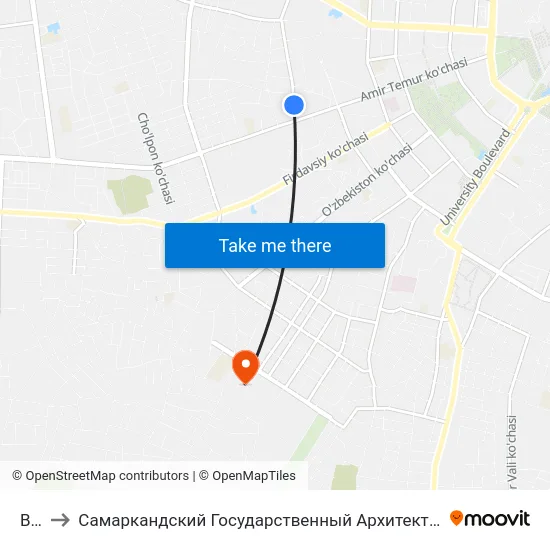 Bekat to Самаркандский Государственный Архитектурно Строительный Институт (Самгаси) map