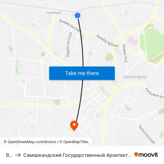 Bekat to Самаркандский Государственный Архитектурно Строительный Институт (Самгаси) map