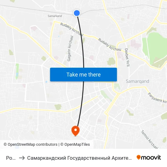 Poytekst to Самаркандский Государственный Архитектурно Строительный Институт (Самгаси) map