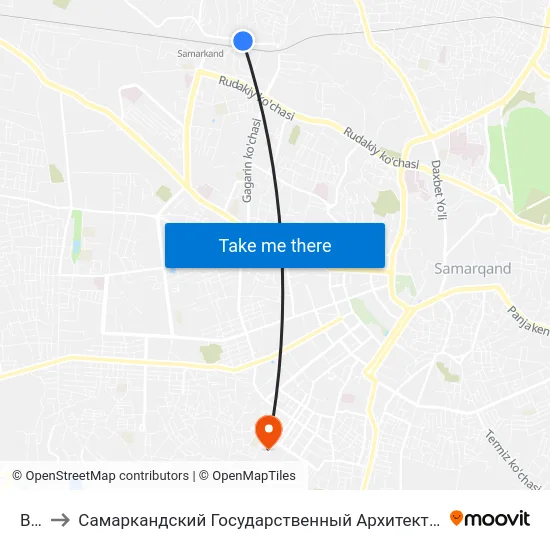Bekat to Самаркандский Государственный Архитектурно Строительный Институт (Самгаси) map