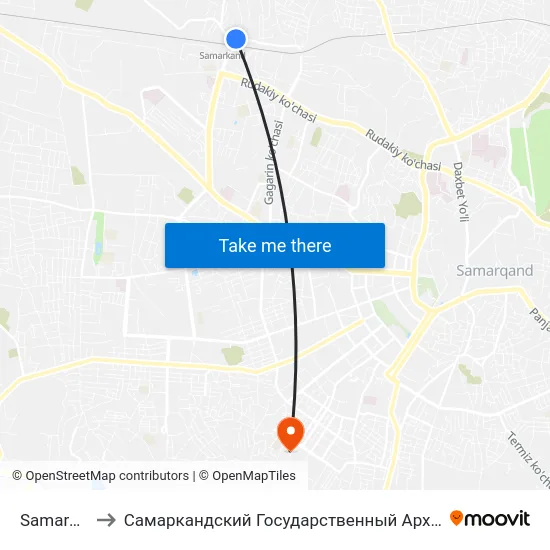 Samarqand Station to Самаркандский Государственный Архитектурно Строительный Институт (Самгаси) map