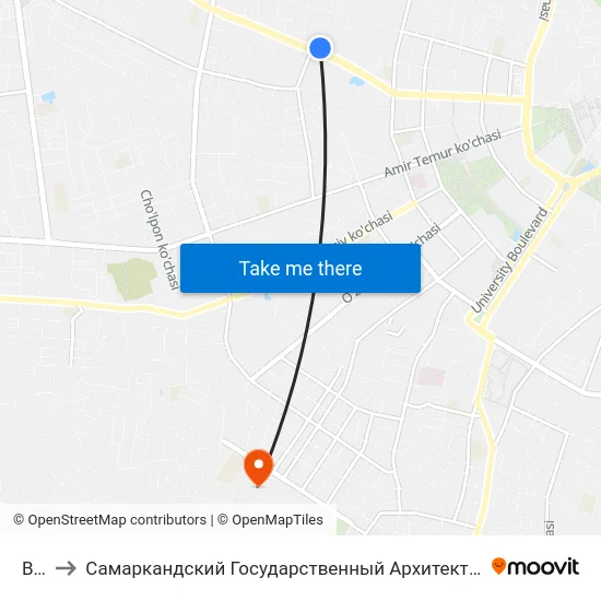 Bekat to Самаркандский Государственный Архитектурно Строительный Институт (Самгаси) map