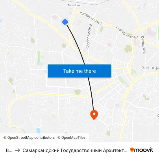 Bekat to Самаркандский Государственный Архитектурно Строительный Институт (Самгаси) map