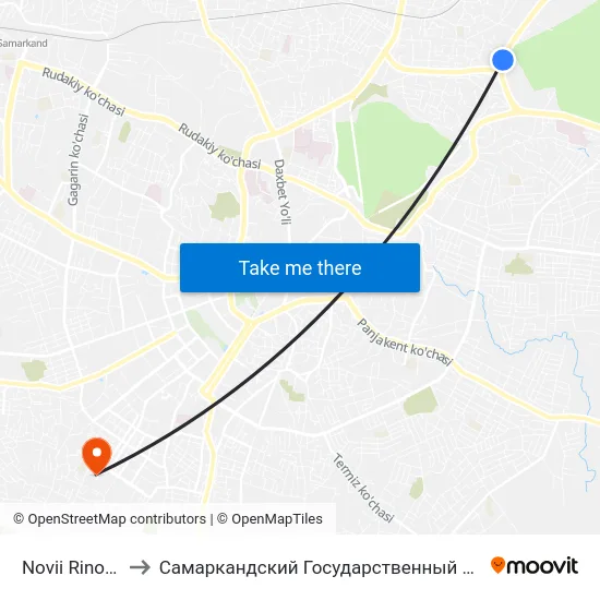 Novii Rinok Avtozapchastei to Самаркандский Государственный Архитектурно Строительный Институт (Самгаси) map
