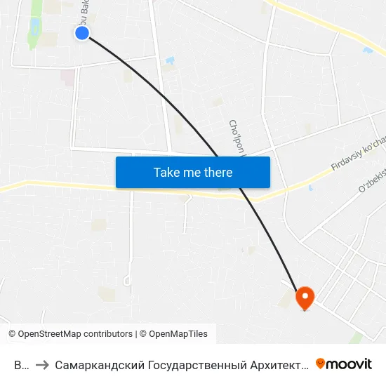 Bekat to Самаркандский Государственный Архитектурно Строительный Институт (Самгаси) map